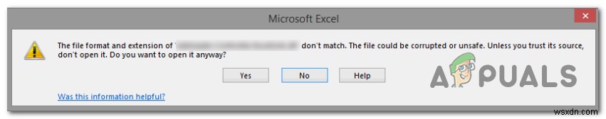 Khắc phục lỗi Định dạng file và phần mở rộng không khớp trong Excel