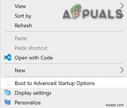 Cách thêm Boot to Advanced Startup Options vào Menu chuột phải