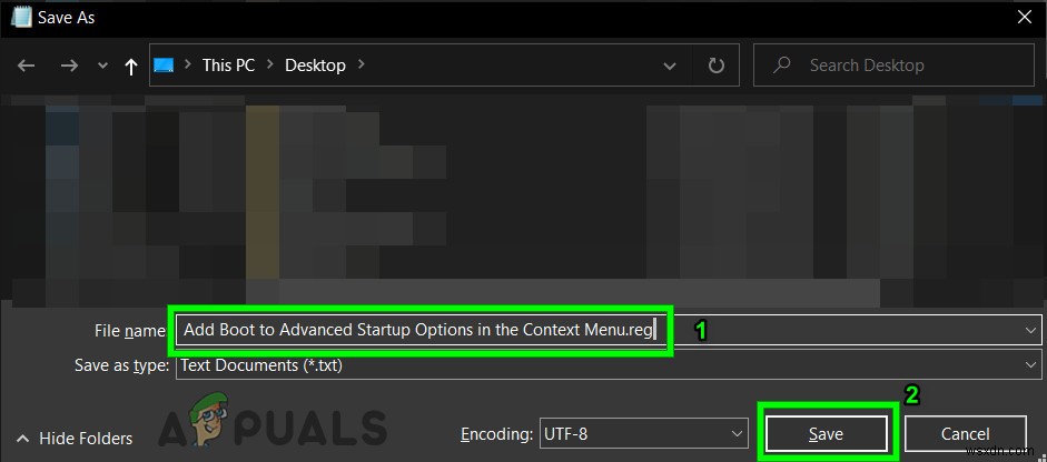 Cách thêm Boot to Advanced Startup Options vào Menu chuột phải