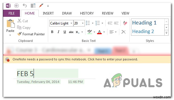 Sửa lỗi OneNote cần mật khẩu để đồng bộ sổ tay này