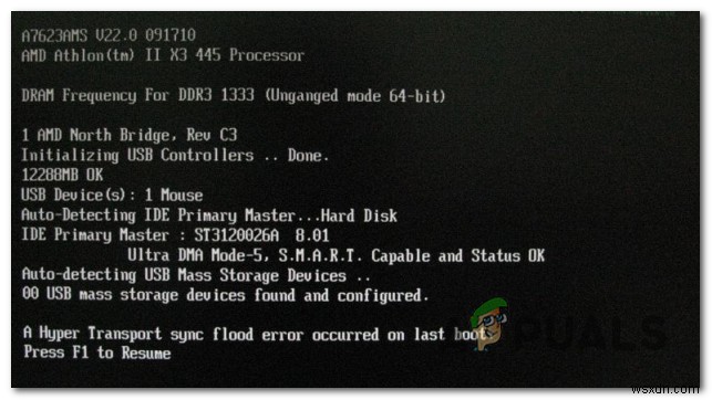 Khắc phục lỗi  Hyper Transport Sync Flood Error  khi khởi động máy tính