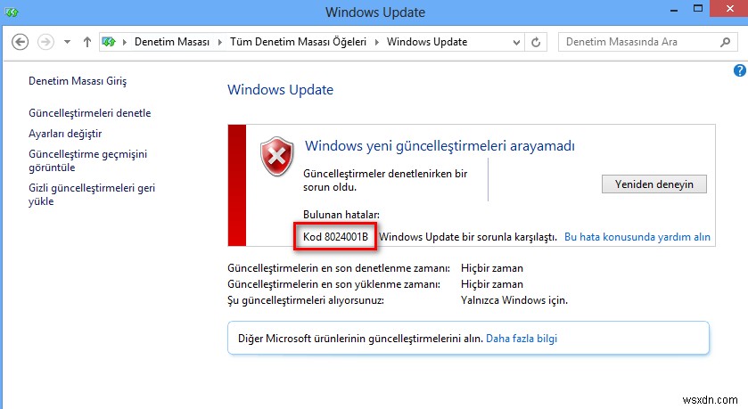 Cách khắc phục lỗi Windows Update 8024001B