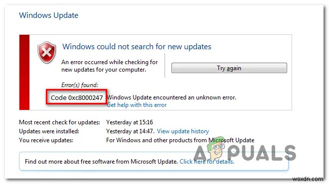 Cách Sửa Lỗi Windows Update 0xc8000247