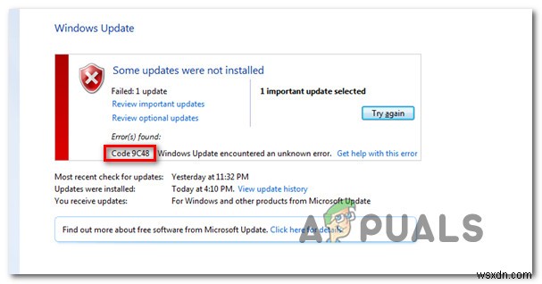 Cách khắc phục lỗi Windows Update mã 9c48