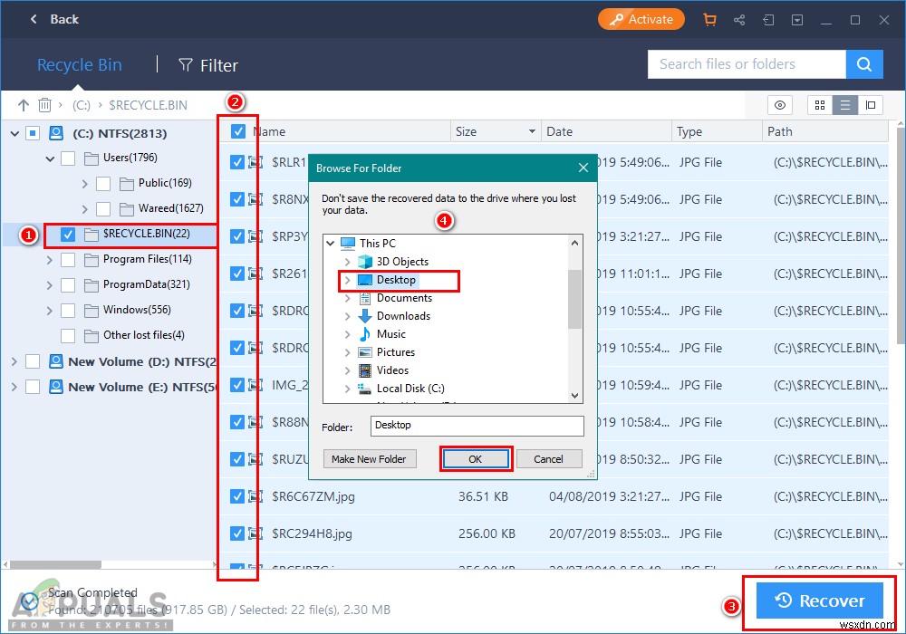 Cách khôi phục file đã xóa khỏi Recycle Bin trên Windows
