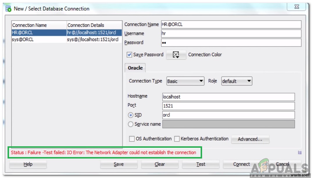 Cách khắc phục lỗi IO Error: The Network Adapter Could not Establish the Connection trên Oracle SQL