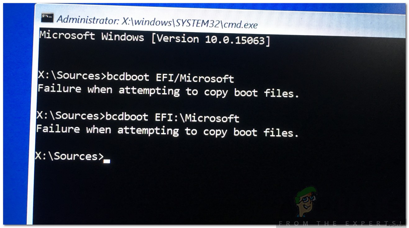 Cách khắc phục lỗi  Failure when Attempting to Copy Boot Files 