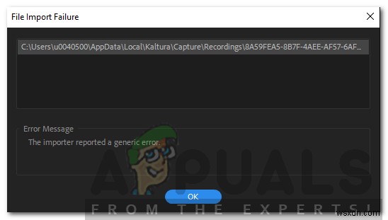 Cách khắc phục lỗi  The Importer Reported a Generic Error  trong Adobe Premiere