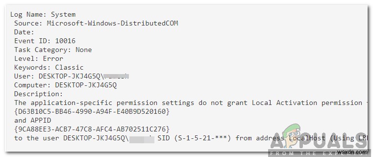 Cách khắc phục lỗi The Application-Specific Permission Settings do not Grant Local Activation Permission for the COM Server Application