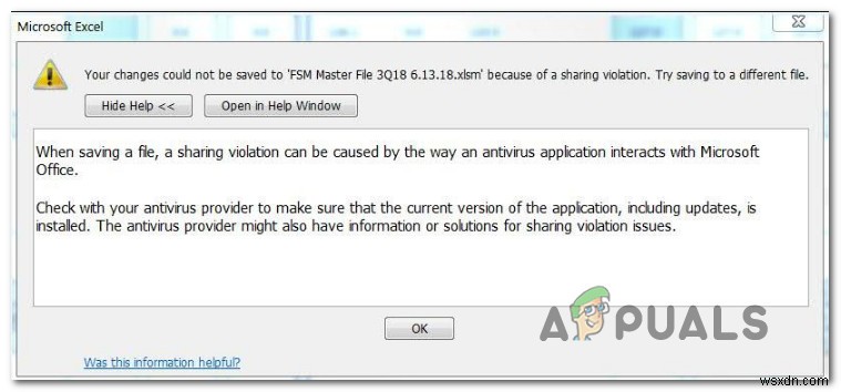 Cách khắc phục lỗi Sharing Violation (Vi phạm chia sẻ) trong Excel
