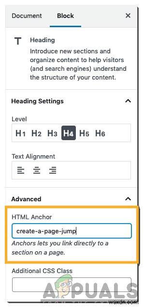 Cách tạo liên kết đến phần cụ thể của trang