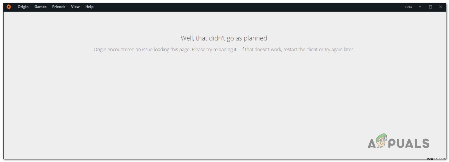 Cách khắc phục  Origin Encountered an Issue Loading this Page 