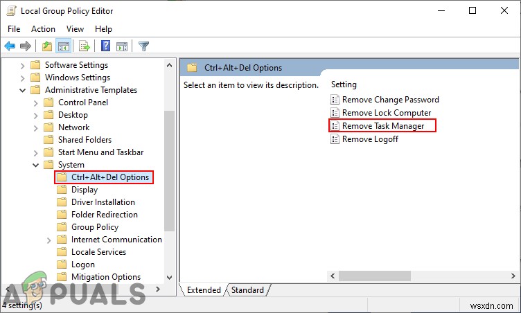 Cách tắt Task Manager cho người dùng chuẩn (Standard User)