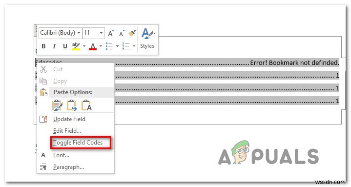 Khắc phục: Lỗi  Bookmark not defined  trên Word