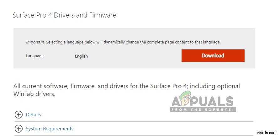 Sửa lỗi: Bàn phím Surface Pro 4 không hoạt động