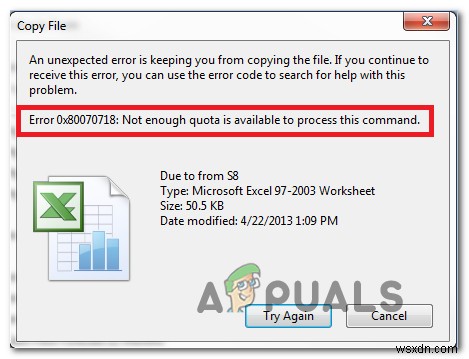 Sửa lỗi 0x80070718: Not enough Quota is Available to Process this Command