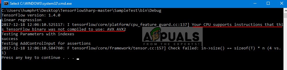 Sửa cảnh báo: Your CPU supports instructions that this TensorFlow binary was not compiled to use AVX2
