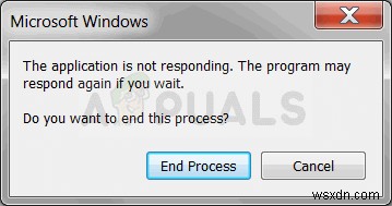 Sửa lỗi:  Microsoft Windows not Responding  (Windows không phản hồi)