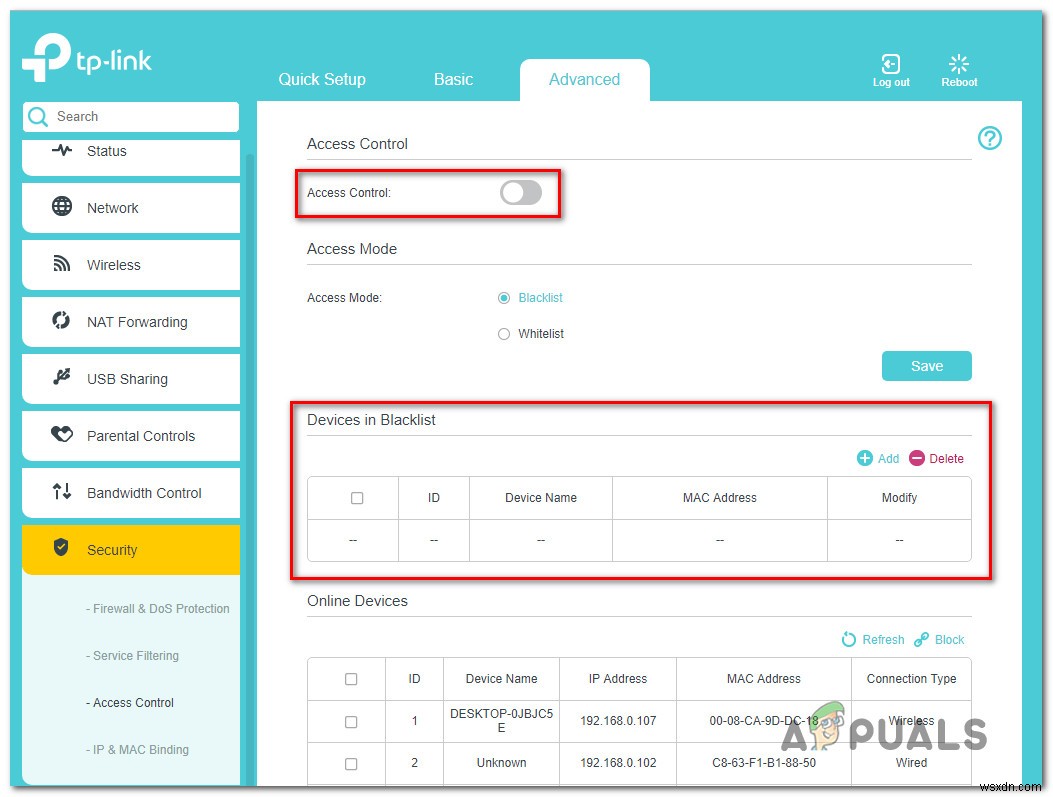 Khắc phục: Thiết bị này bị chặn bởi Kiểm soát truy cập trong Router