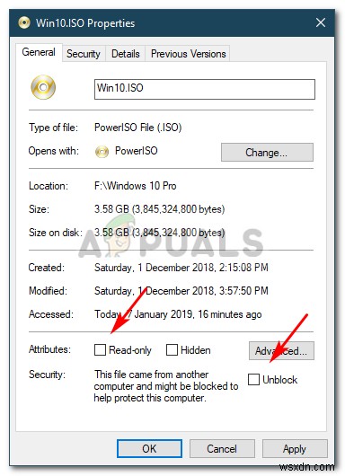 Khắc phục: Đảm bảo file là ổ NTFS và không trong thư mục/ổ nén