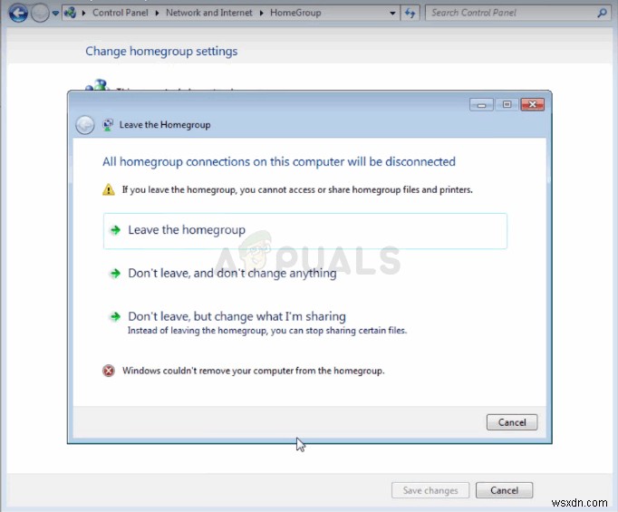 Khắc phục: Windows không thể xóa máy tính của bạn khỏi Homegroup
