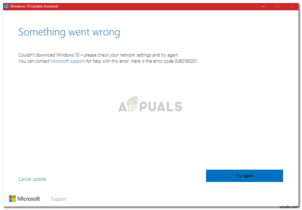 Cách khắc phục lỗi cập nhật Windows 10 0x80190001