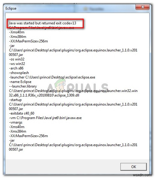 Khắc phục: Java Was Started but Returned Exit Code=13 Eclipse