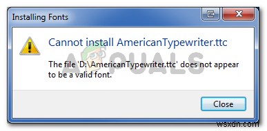 Khắc phục: File không phải là font hợp lệ trên Windows
