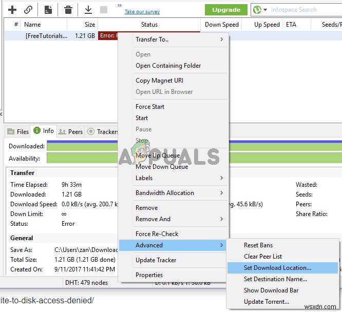 Khắc phục: uTorrent báo Access is denied (write to disk)