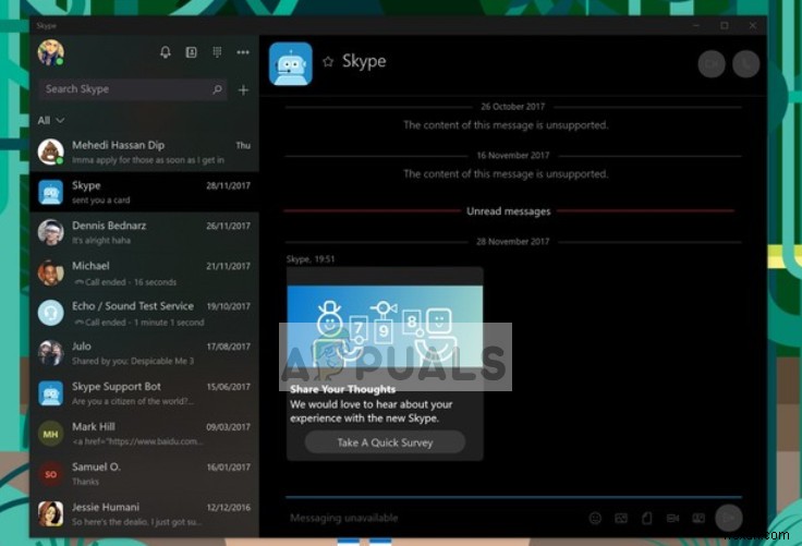 Sửa lỗi: The content of this message is unsupported in Skype (Nội dung tin nhắn này không được hỗ trợ trong Skype)