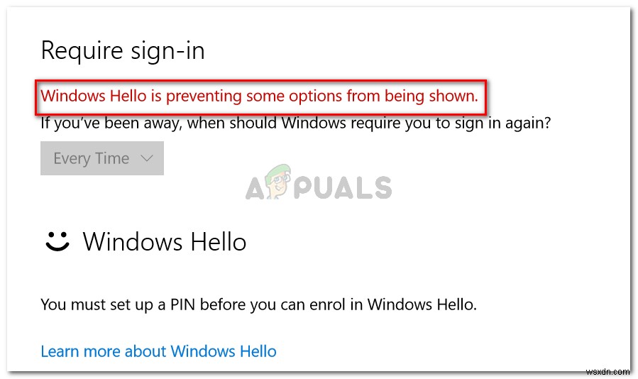 Sửa lỗi  Windows Hello is preventing some options from being shown 