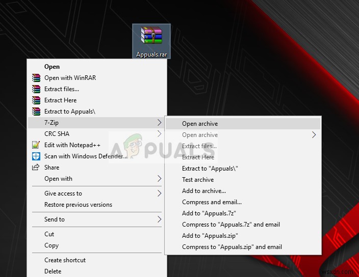 Cách mở tệp RAR trong Windows 10