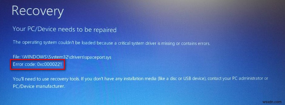 Cách khắc phục lỗi Sửa chữa PC/Thiết bị 0xc0000221