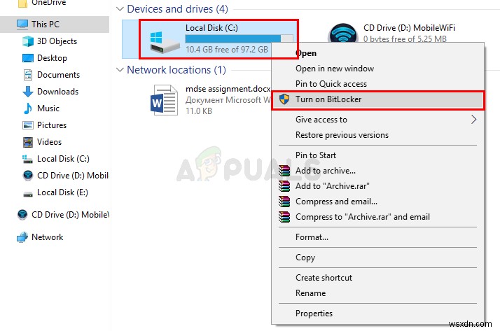 Cách bật/tắt BitLocker cho ổ hệ thống trên Windows 10