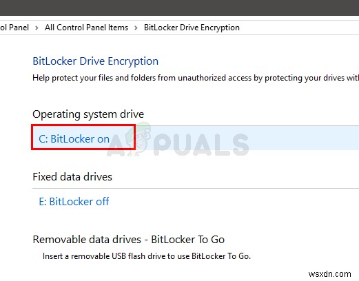 Cách bật/tắt BitLocker cho ổ hệ thống trên Windows 10