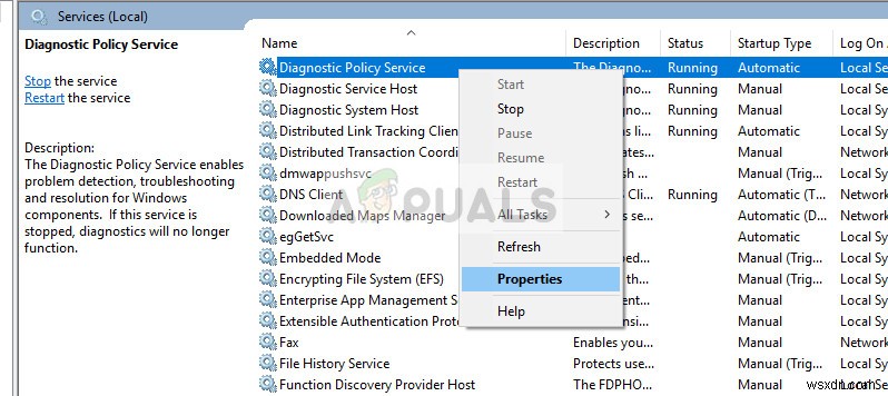 Khắc phục: Dịch vụ Chính sách Chẩn đoán (Diagnostics Policy Service) không chạy