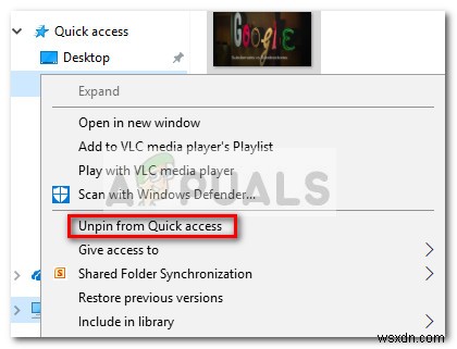 Sửa lỗi: Không thể gỡ bỏ liên kết FTP Windows 10 khỏi menu Truy cập nhanh
