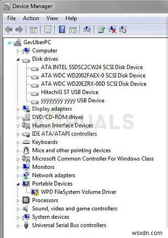 Sửa lỗi: WPD FileSystem Volume Driver (Code 10) hoặc dấu chấm than vàng