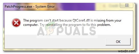 Sửa lỗi: QtCore4.dll is missing (Thiếu QtCore4.dll)