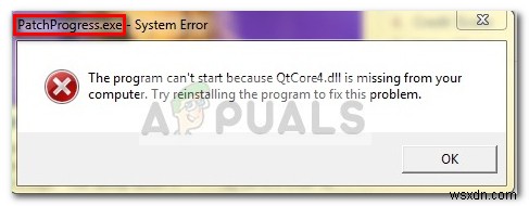 Sửa lỗi: QtCore4.dll is missing (Thiếu QtCore4.dll)