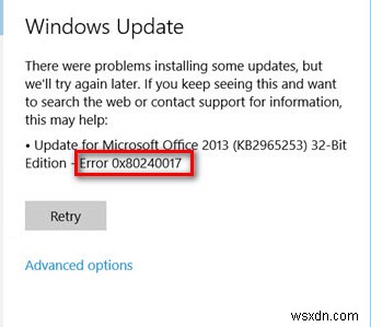 Sửa lỗi: Lỗi Windows Update 0x80240017