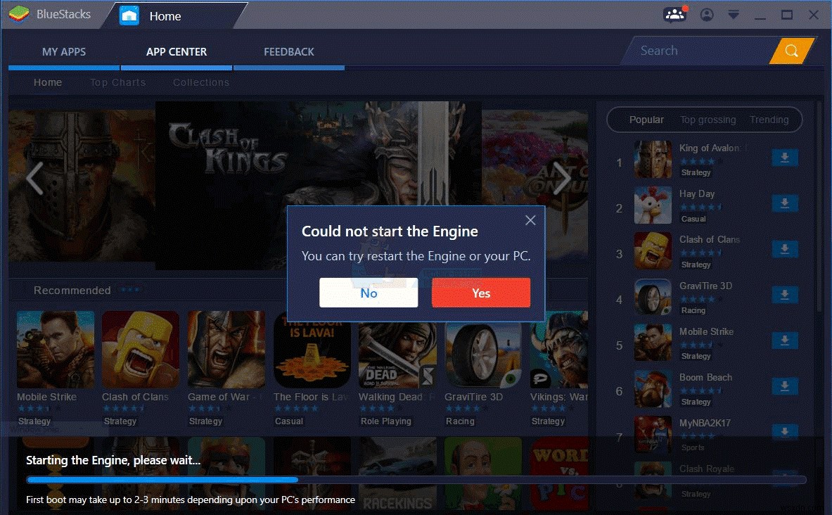 Sửa lỗi: Bluestacks Engine Won t Start (Engine BlueStacks không khởi động)