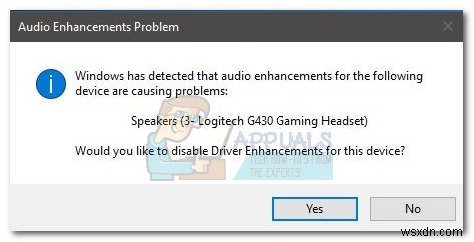 Sửa lỗi: Audio Enhancements Problem (Vấn đề tăng cường âm thanh)