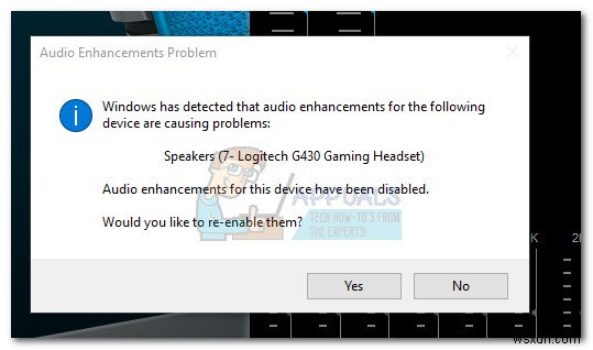 Sửa lỗi: Audio Enhancements Problem (Vấn đề tăng cường âm thanh)