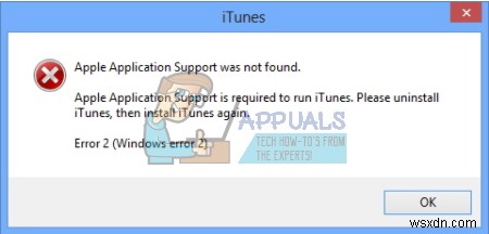 Sửa lỗi: Apple Application Support was not found (Không tìm thấy Apple Application Support)