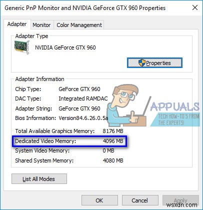 Cách kiểm tra dung lượng VRAM trên Windows 10