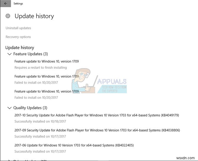 Khắc phục: Windows 10 Update 1709 không cài đặt được