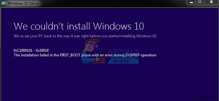 Sửa lỗi cập nhật Windows 10: 0xc1900101-0x30018