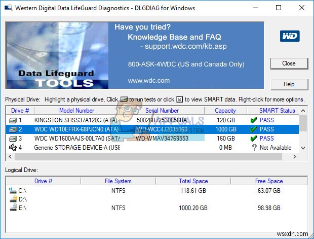 Sửa lỗi: Hard Drive DST Short Test Failed (Mã lỗi 2000-0151)