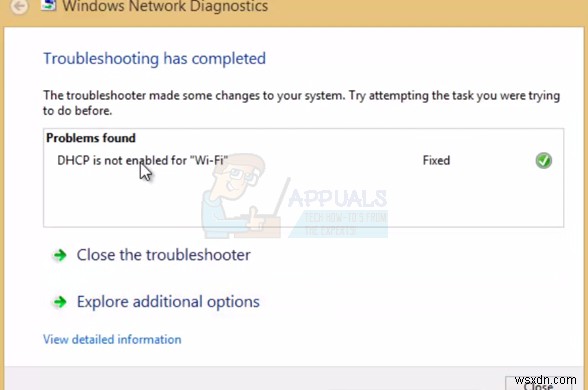 Khắc phục lỗi DHCP is not enabled for WiFi - WiFi kết nối nhưng không có internet